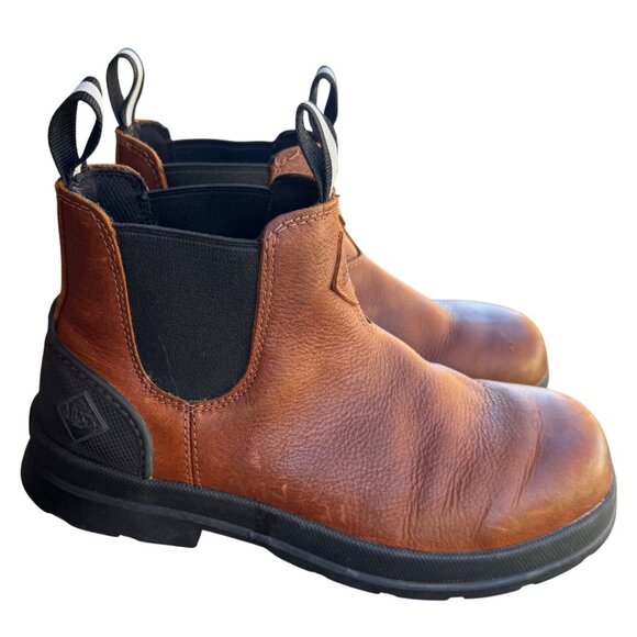 Muck Boots Men's Size 8 E Chore Farm Caramel Leather Waterproof Chelsea Boots - Picture 1 of 11